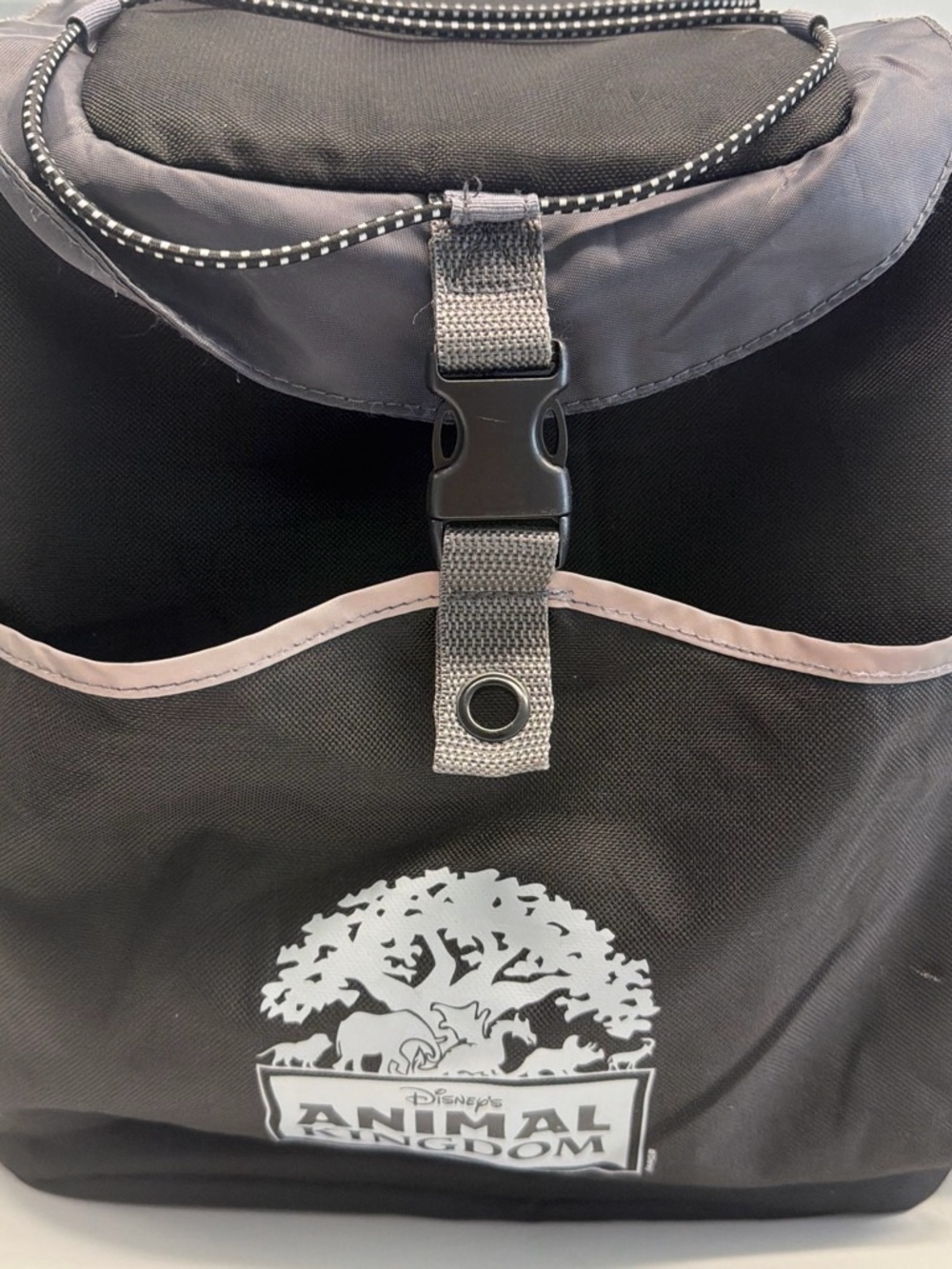 Disney Animal Kingdom Black and Light Gray Backpack with Reflective Trim